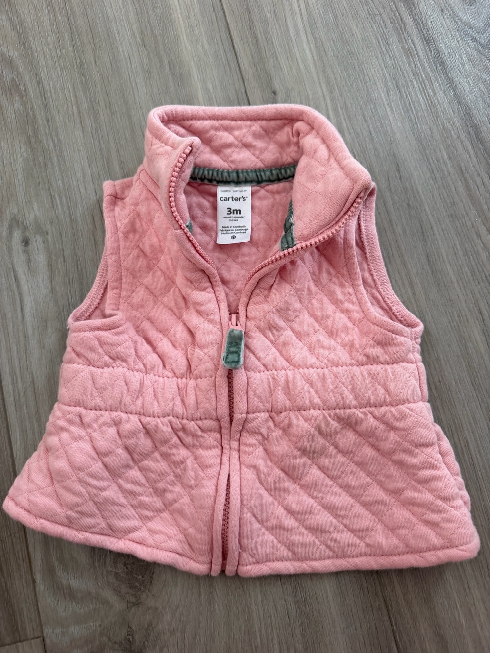 Carter's Pink Quilted Baby Vest with Zipper